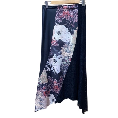 Black Patterned Lace Contrast Skirt Size S