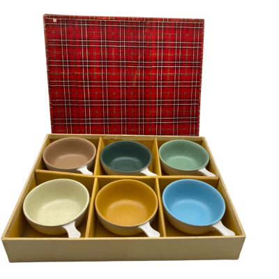 6x Vintage Retro Ceramic Ramekins by Hakone Japan