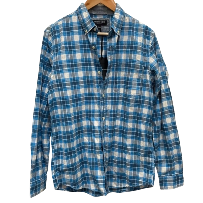 Country Road Long Sleeve Blue & White Regular Herringbone Shirt Size S