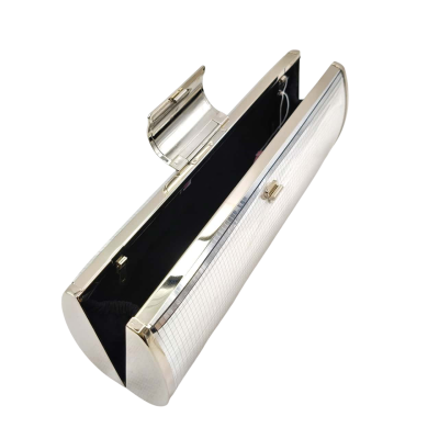 New Boxed Olga Berg Womens Silver Clutch Bag With Protective Plastic Wrap Still On It  (brica2)