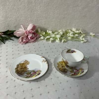 Vintage Shelley "Heather" Fine Bone China Cup Saucer & Plate