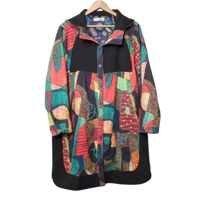 Hourglass Size 14 Black and Multicoloured Patterns Hooded Jacket 