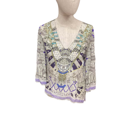 Camilla Womens  Size M Long Sleeve Shirt Blue / Grey 