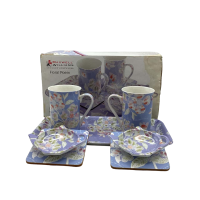 BNIB Maxwell & Williams 7 Piece Afternoon Tea Set “Floral Poem”, Box Damaged JK1