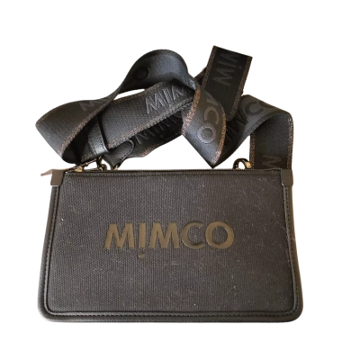 Mimco Crossbody Bag Black 23cm x 15cm. Black Logo. No dust bag. Belt with gold color tones.