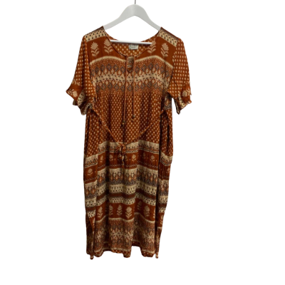 FREE LOVE Womens Size L / M Maxi Dress Brown / Pattern 