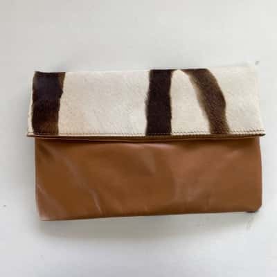 Animal Print Fur Leather Clutch