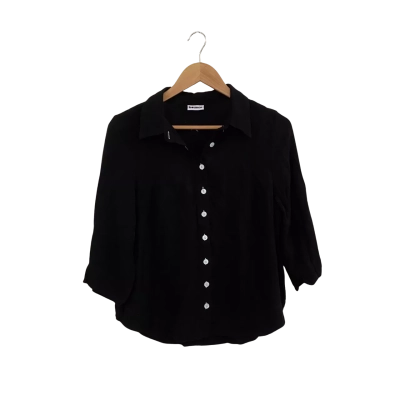 bounce Womens  Size S 3/4 Sleeve Top / Button Up Top Black  