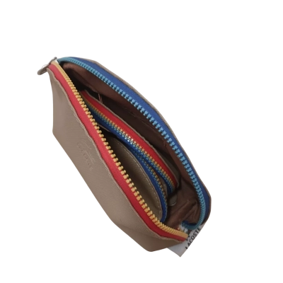Lacoste Tan Pouch (3-in-1) with rainbow zippers!
