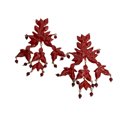 Christie Nicolaides Womens Earrings Red Stone and Enamel Earrings with Box