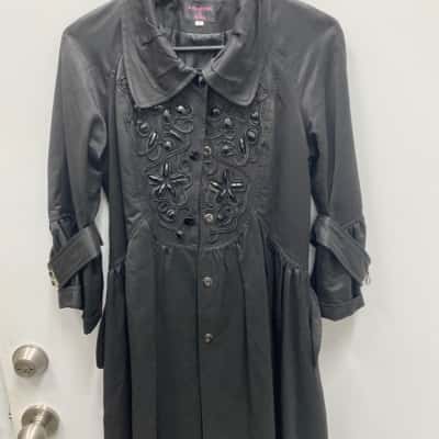  Womens  Size 10 Long Sleeve Dress Black  