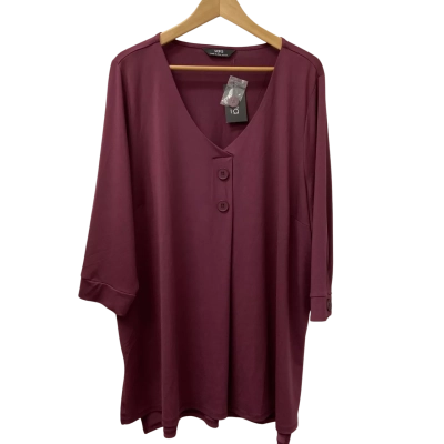 Sara Womens  Size 24 Long Sleeve Two Button Top Amethyst 