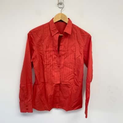 Raoul Semi-Slim Fit Red Long Sleeve Shirt Size 10 