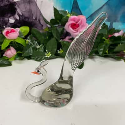 Hand blown Glass Swan figurine 