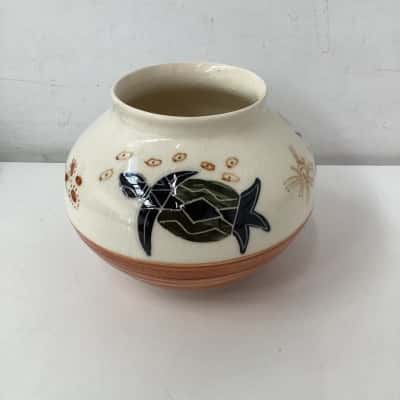 Studio Anna - Art Pottery Vase - Aboriginal Design