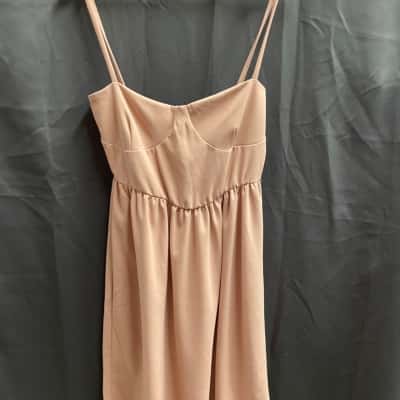 Boohoo Womens Size 12 Strappy Midi Skater Dress - Nude