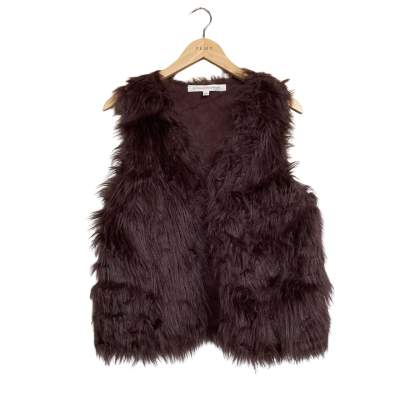 Witchery Womens Faux Fur Vest Size L Brown 