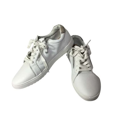 Airflex Womens Size 9 White Leather Lace up / Size Zip Sneakers 