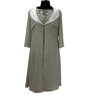 JJ's House Mother of Bride/ Groom Dress and Coat Size 8 Silver 