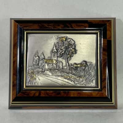 Vintage Trinket Box with Metal Artwork