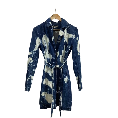 I.Am.Gia Womens  Size S Denim Trench Coat Blue/White Acid Wash