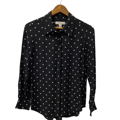 Perri Cutten Womens  Size 6 Long Sleeve Shirt Black  /  White  / Polka Dot 