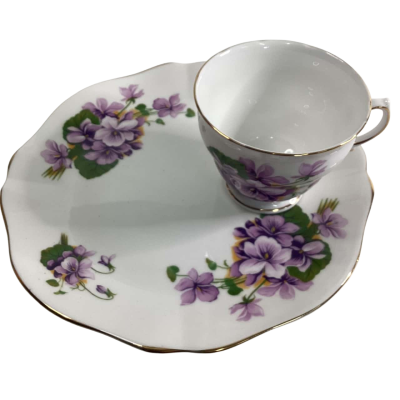 Vintage Royal Vale Cup & Biscuit saucer with gold trimming 