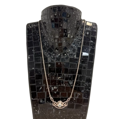 Vintage Sterling Silver (925) and Clear Quartz Faceted Crystal / Stone Necklace