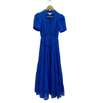 Forever New Women's Frilled Dress Size 4 Blue 