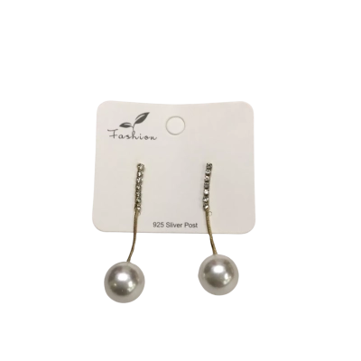 925 Silver Post Drop Earrings With Faux Pearls & Diamanté - Brand New
