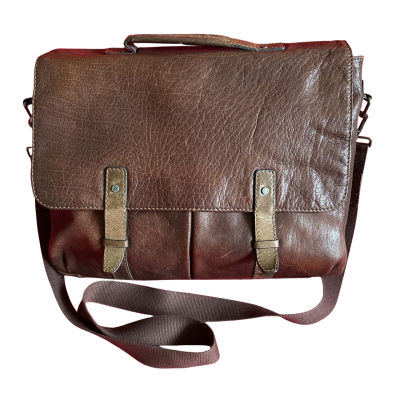  Unisex Aviator Genuine Leather Satchel Brown Bag