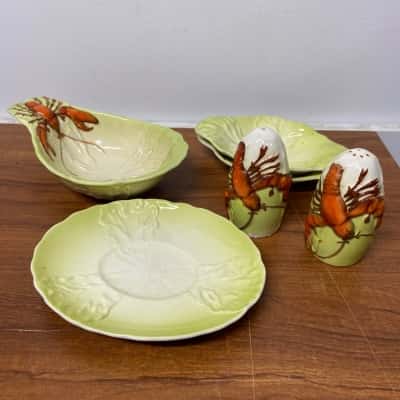 Vintage Carlton Ware ceramic salad set “Lobster and Cabbage” design