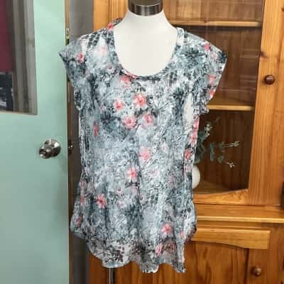 Sportscraft Womens  Size 14 Floral Top Floral / Green 