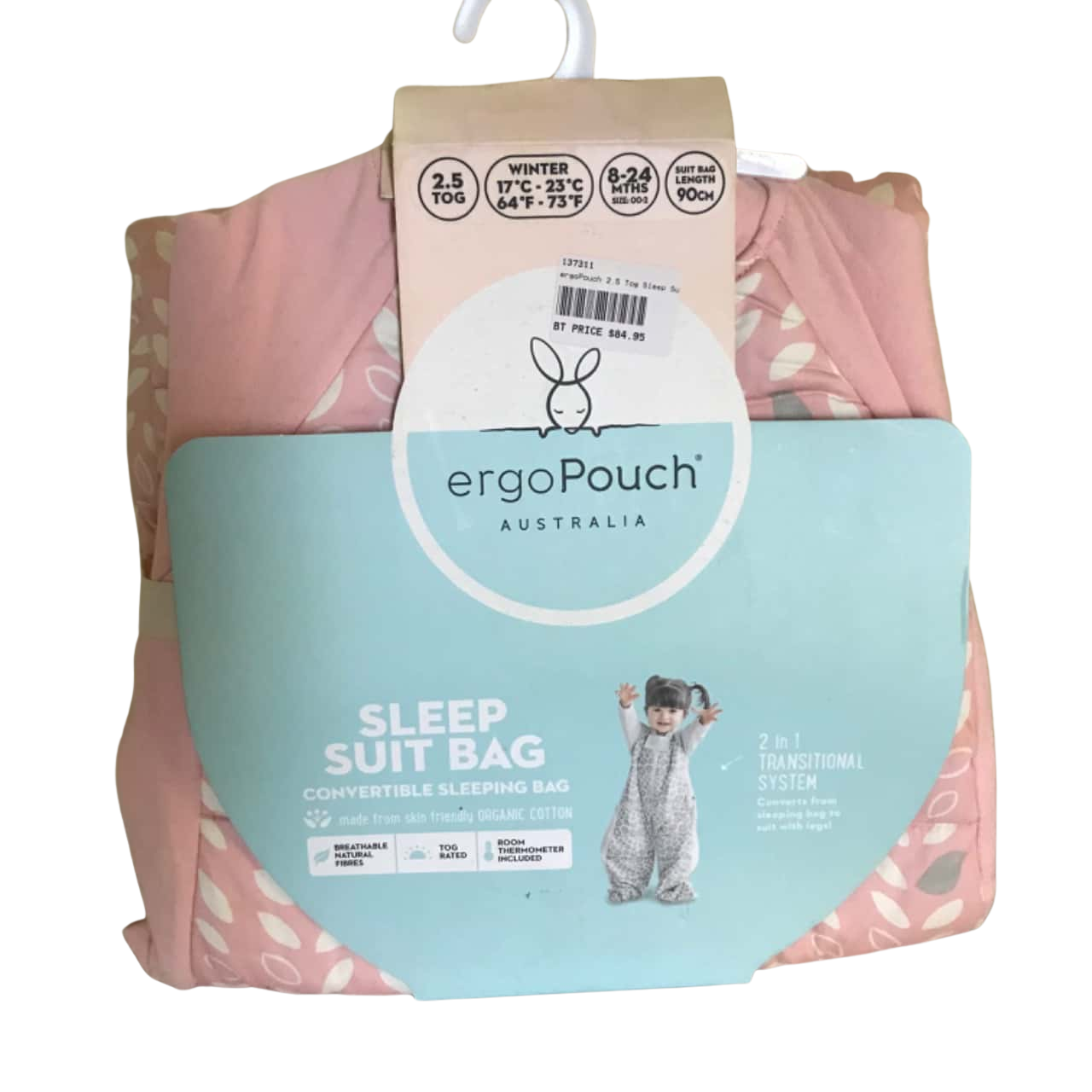 BNWT Ergo Pouch Sleep Suit Bag 824 Months Pink / White RRP 84.95(s)