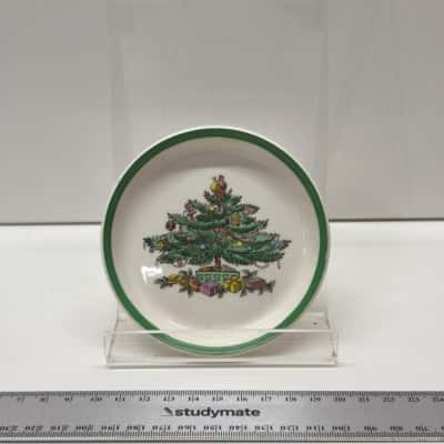 Vintage Spode England Christmas Tree Small Ceramic Pin Dish Coaster S3324