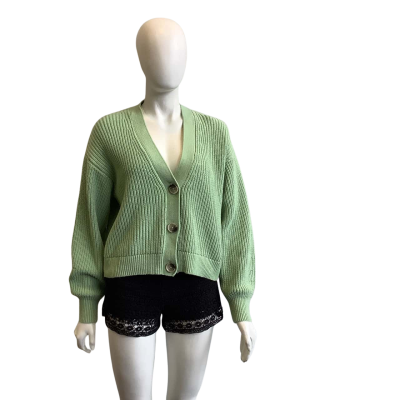 H&M Women's Size M Cropped Cardigan Green 