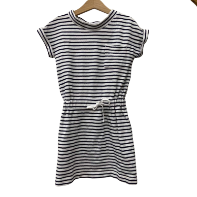 Seed Heritage - Girls Navy Blue and White Stripped Dress Size 5