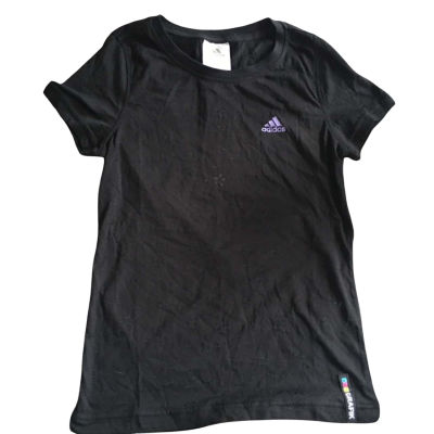 BNWT Adidas Womens  Size S T-Shirt Black  Semi Sheer with Star Design. HTH1