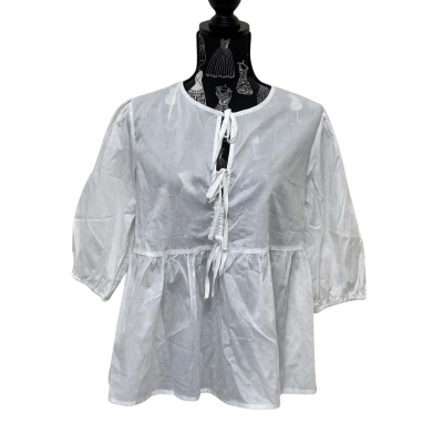 Sass Womens  Size 8 3/4 Sleeve Top White BNWT