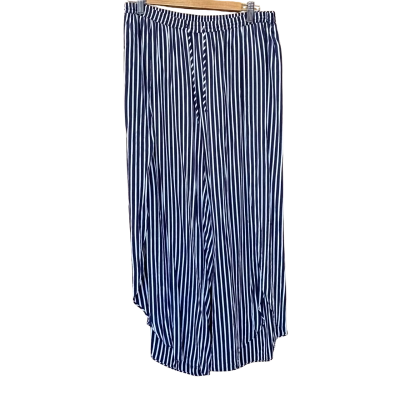 Seafolly Navy/White Striped Side-Split Pants Size L