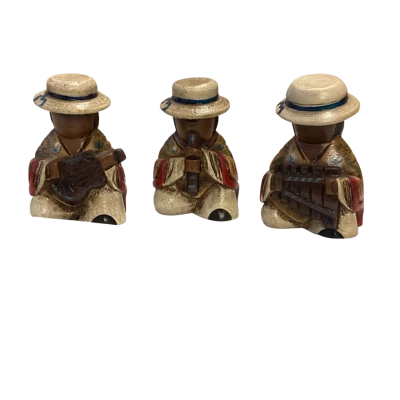 Vintage - Set of 3 - Hand Carved Wooden Andean Folk Musicians