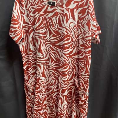 Sara Womens Size 20 Spice Print Linen Dress