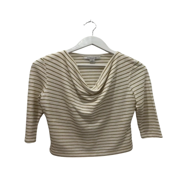 Perri Cutten Womens  Size S 3/4 Sleeve Top Gold / Striped / White 
