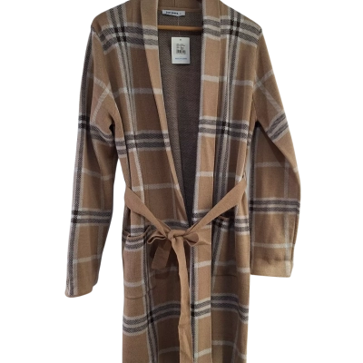 Just Jeans Longline Neutral Check Cardigan - size 14 