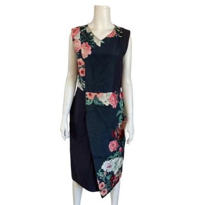 Ginger & Smart Womens  Size 12 Wrap Dress Floral / Navy Blue 