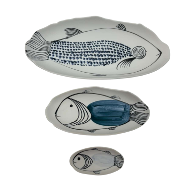 Papaya 3 Plate Set FIsh