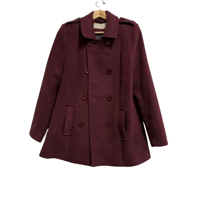 Forcast Women’s Size 10 Burgundy Double Breasted Button Coat