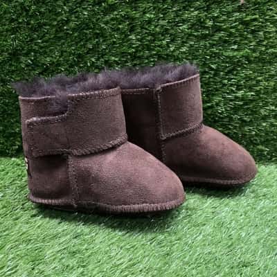 UGG Dark Brown Suede Merino Wool Baby Booties