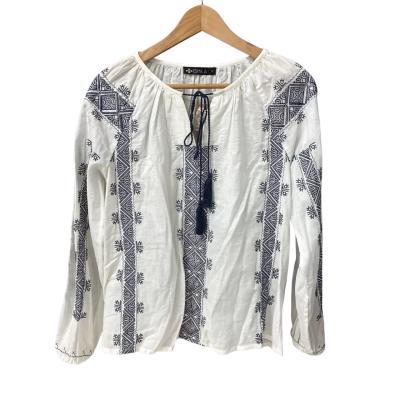 Ishka Womens Size S Patterned Blouse White 