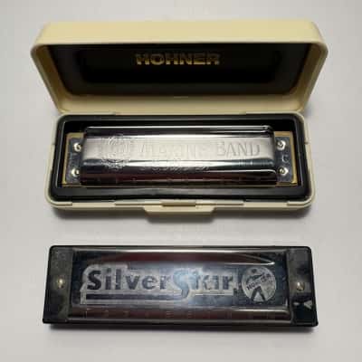 Vtg. Hohner Marine Band harmonica 1896 & Hohner Silver Star 10-hole diatonic harmonica